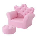 Poltroncina Imbottita per Bambini 58x40,5x49 cm con Poggiapiedi Rosa-1