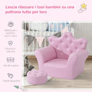 Poltroncina Imbottita per Bambini 58x40,5x49 cm con Poggiapiedi Rosa-5