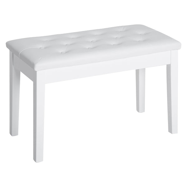 Panca Sgabello Pianoforte con Vano Portaoggetti in Similpelle e Legno  76x36x50 cm Bianco