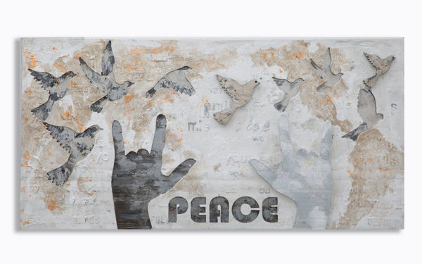 online Dipinto su Tela Peace 120x3x60 cm in Legno e Canvas