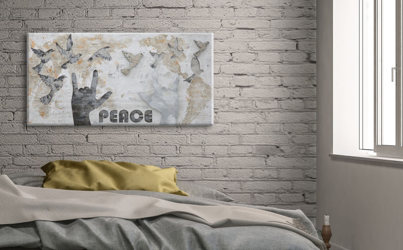 Dipinto su Tela Peace 120x3x60 cm in Legno e Canvas-6