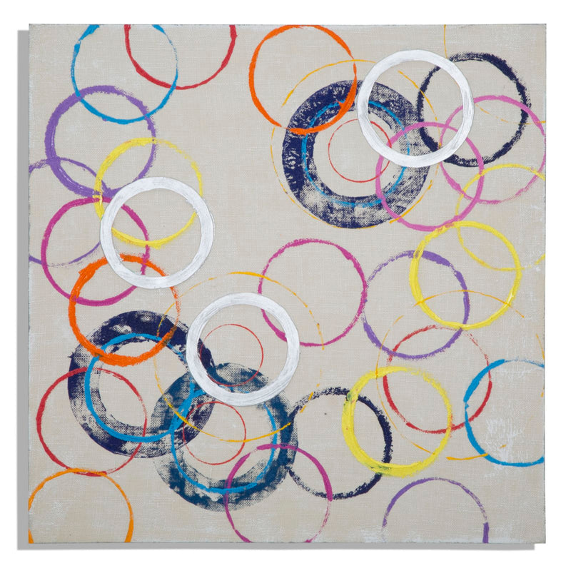 Dipinto su Tela Floating Circles 80x3x80 cm in Legno e Canvas-1