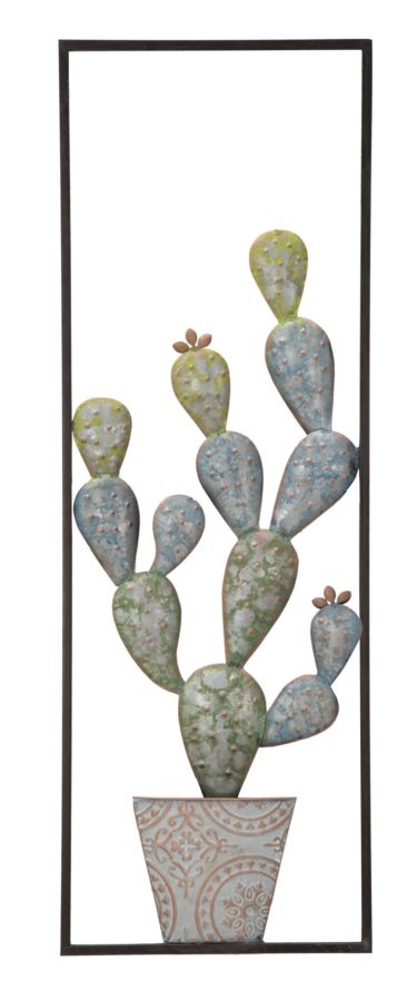 Pannello Cactus-Frame 31x2,5x90 cm in Ferro Verde e Azzurro-1