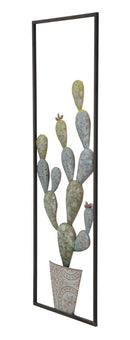 Pannello Cactus-Frame 31x2,5x90 cm in Ferro Verde e Azzurro-3