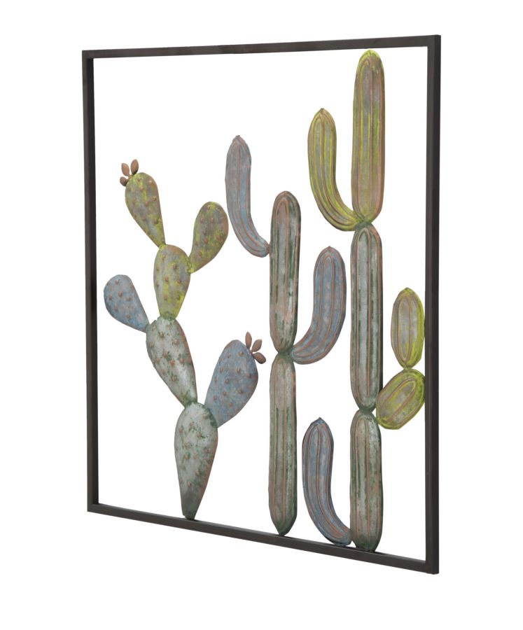 Pannello Cactus-Frame 50x1,3x50 cm in Ferro Verde e Azzurro-3