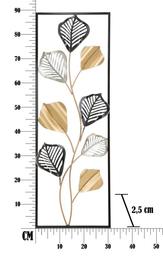 Pannello Tex 30,5x2,5x88,5 cm in Ferro Oro e Argento e Nero-9