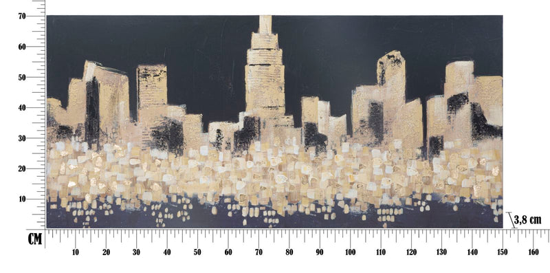 Dipinto su Tela Oroen City 150x3,8x70 cm in Legno di Pino e Canvas Multicolor-6