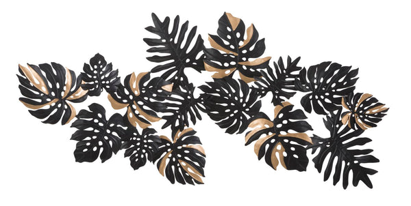 online Pannelo Dark Leaf 133x6,5x63 cm in Ferro Nero e Oro