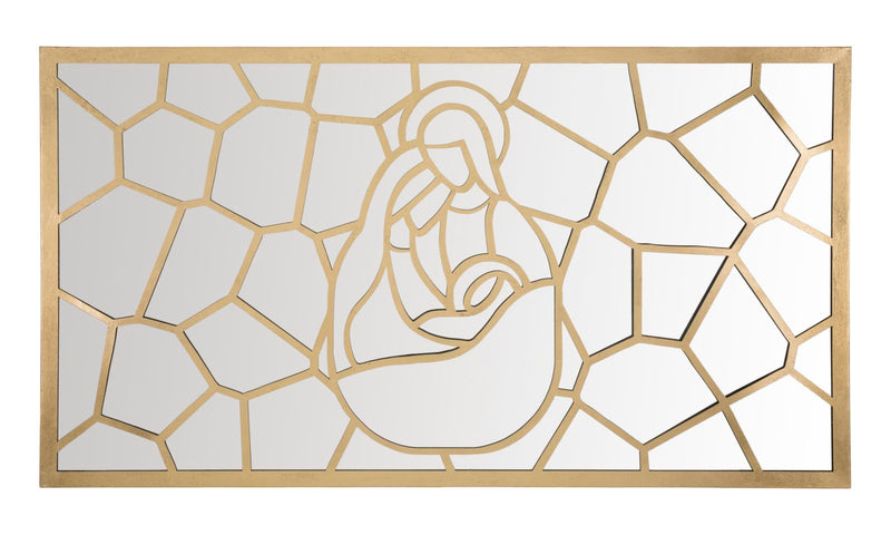 Pannello Nativity Oro Rettangolare 120x2x66 cm in Ferro MDF e Specchio Oro-1