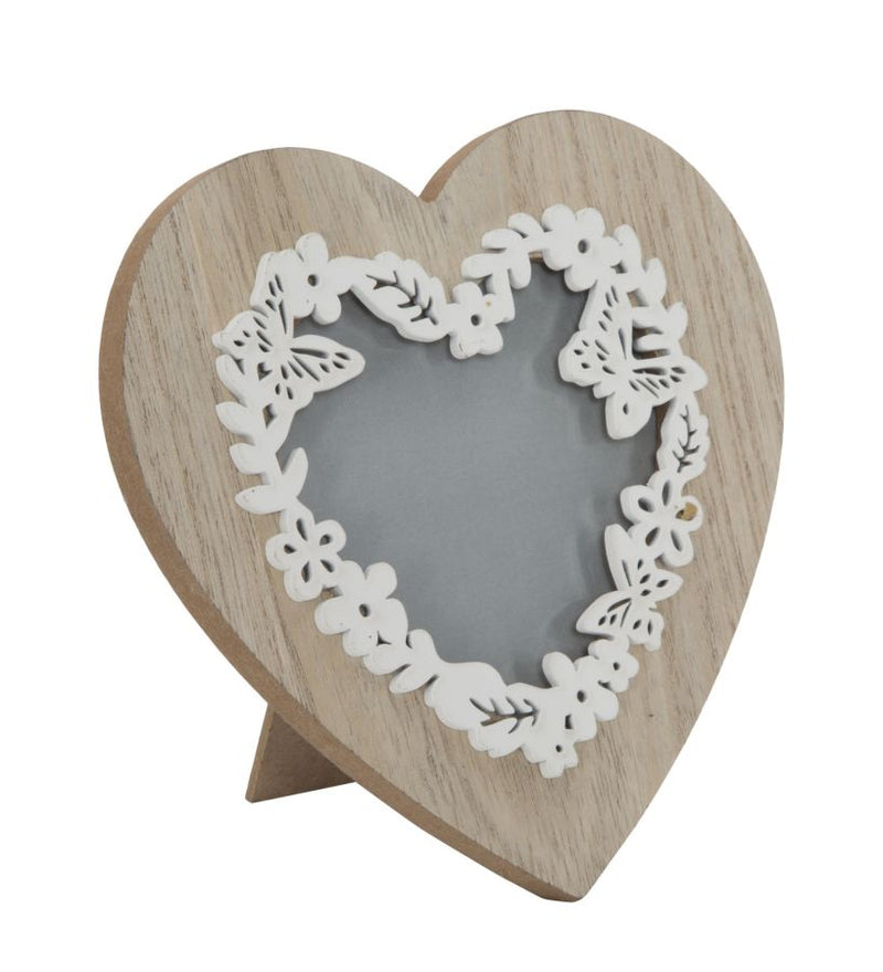 Cornice a Cuore Live Laugh Love 15x1,5x15 cm MDF Marrone e Bianco-1