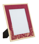 Cornice Glam 28x1,5x33,5cm in Ferro MDF e Vetro Bordeaux e Oro-1