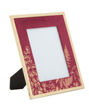 Cornice Glam 24x1,5x29 cm in Ferro MDF e Vetro Bordeaux e Oro-1