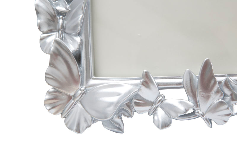 Cornice Farfalle 30x4x36 cm in Poliresina e Vetro Argento-5