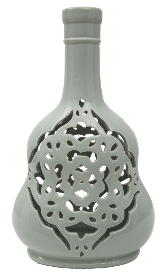 sconto Vaso Carving Bianco 21,5x14x35,5 cm Porcellana Azzurro