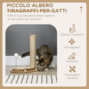 Albero Tiragraffi per Gatti 35x23x40 cm con Pallina Gioco in Truciolato e Iuta Rovere-4