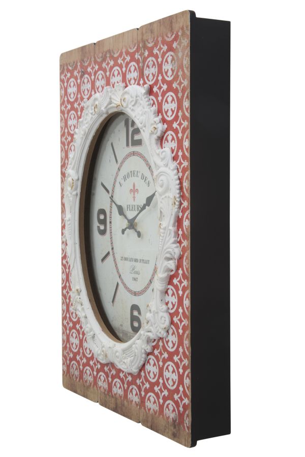 Orologio Shiny 42x7,5x58 cm MDF e Vetro Rosso e Bianco-2