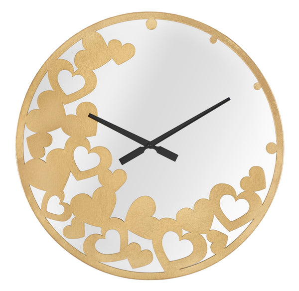 acquista Orologio Oro Heart Ø55x4 cm in Ferro Specchio e MDF Oro