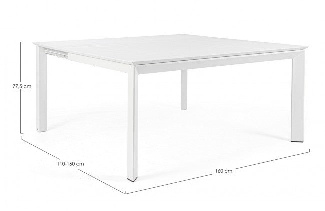 Tavolo Allungabile Konnor 160x110/160 cm Bianco in Alluminio-3