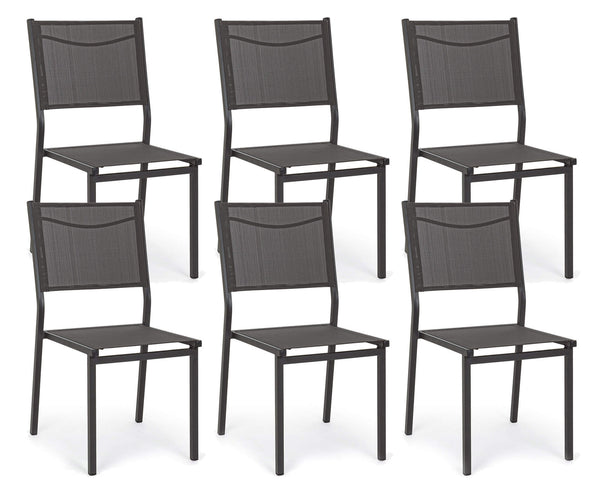 Set 6 Sedie da Giardino 46x57x88 cm in Alluminio e Textilene Hilde Antracite prezzo