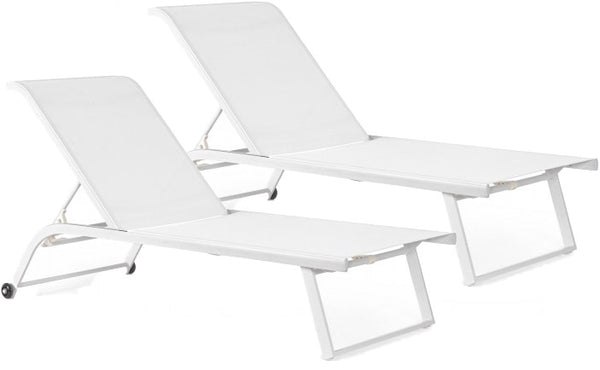 acquista Set 2 Lettini Prendisole da Giardino 70x182x91,5h cm con Ruote Taylor Bianco