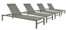 Set 4 Lettini Prendisole da Giardino 78x195x90h cm con Ruote Konnor Verde -1