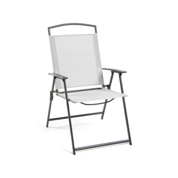 Sedia Pieghevole da Giardino  72x56x91,5 cm in Acciaio e Textline Capri Grigio Chiaro prezzo