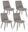 Set 4 Sedie 48x62x84 cm Cora in Tessuto Nero e Grigio Scuro