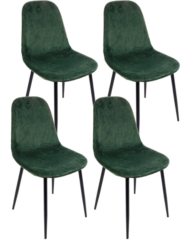 sconto Set 4 Sedie 52,5x42,5x90 cm Irelia in Velluto Verde Scuro