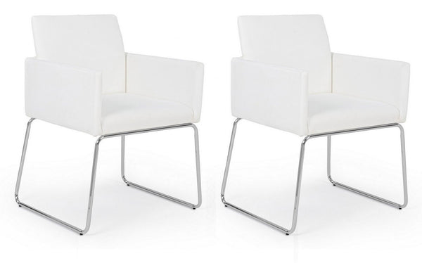 sconto Set 2 Sedie Imbottite 60x54x80,5 cm Sixty in Ecopelle Bianco