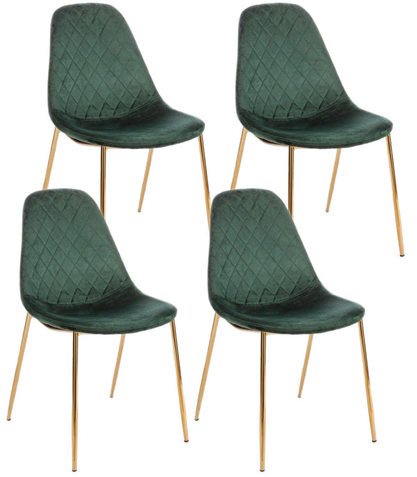 Set 4 Sedie Imbottite 48x55x85 cm Terry in Velluto Verde Scuro sconto