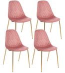 Set 4 Sedie Imbottite 48x55x85 cm Terry in Velluto Rosa-1