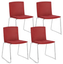 Set 4 Sedie 43,5x50x79 cm Giulia in Poliestere Cromo e Rosso-1