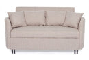 Divano Letto Clayton con Cuscini Beige-Bianco in Tessuto-2