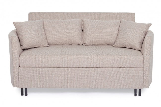 Divano Letto Clayton con Cuscini Beige-Bianco in Tessuto-2