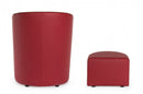 Poltrona con Pouf Rita in Similpelle Rosso-3