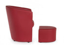 Poltrona con Pouf Rita in Similpelle Rosso-4