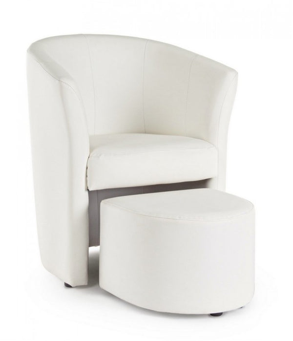 Poltrona con Pouf Rita in Similpelle Bianco sconto