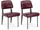 Set 2 Sedie Imbottite 60x59x81 cm Nelly in Ecopelle Bordeaux Vintage-1