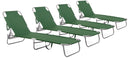 Set 4 Lettini Prendisole da Giardino 55x185x70 cm in Tessuto Poliestere Orisano Verde-1