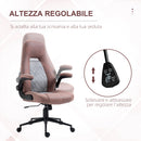 Sedia da Ufficio 67x70x114-124 cm in Tessuto in Microfibra Rosso e Grigio Chiaro-4