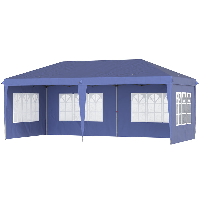 Gazebo da Giardino  Regolabile in Altezza con Pareti Removibili 6x3m in Acciaio e Poliestere Blu-1