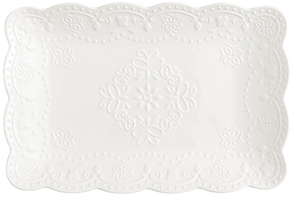 acquista Vassoio Rettangolare 30,5x20,5 cm Traforato in Porcellana Kaleidos Charme Bianco