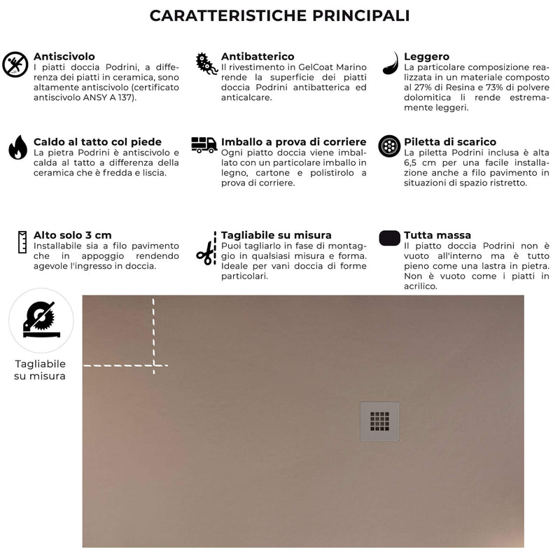 Piatto Doccia 90x170 cm in Pietra Bonussi Everest Moka-4