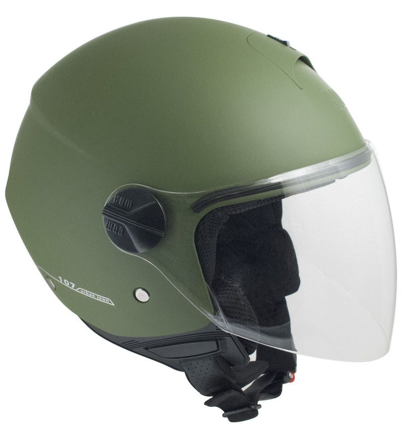 Casco Jet per Scooter Visiera Lunga CGM Florence 107A Verde Opaco-1