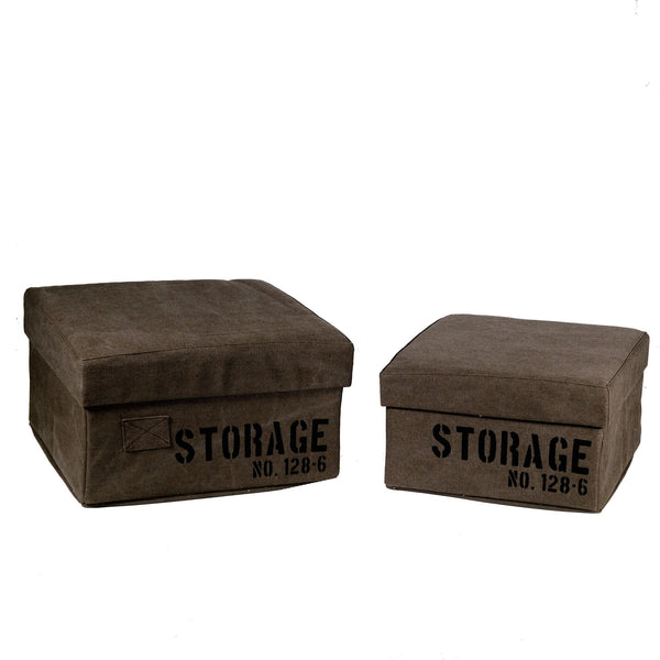 Set 2 Scatole in tessuto marrone storage quadro pieghevole acquista