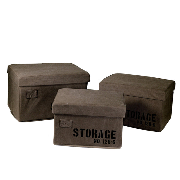 Set 3 Scatole in tessuto marrone storage rettangolare sconto