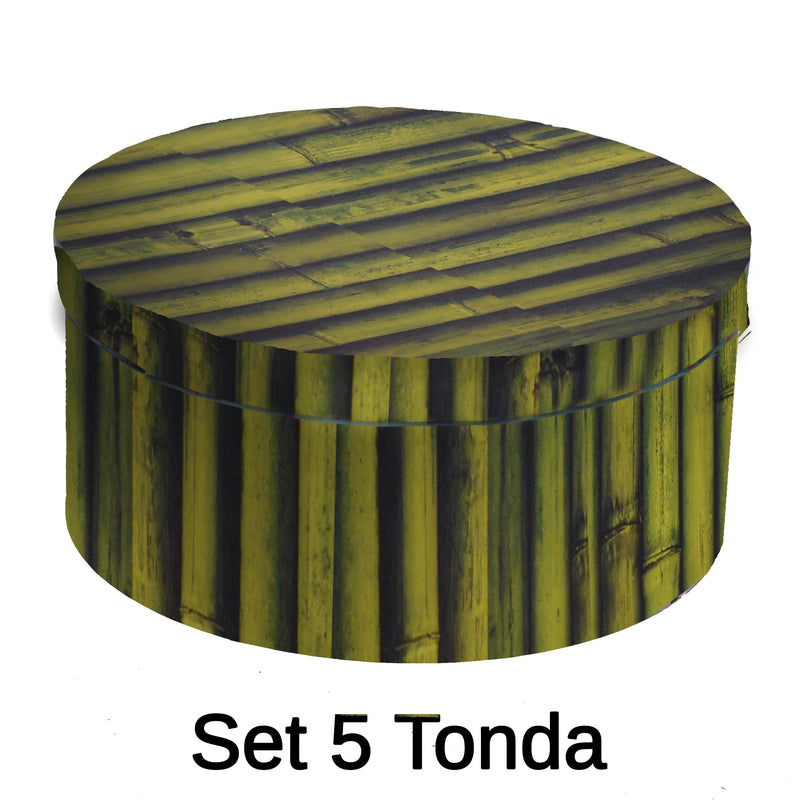 Set 5 Scatole cartone bambù tondo -1