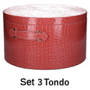 Set 3 Scatole in Similpelle rosso tondo-1