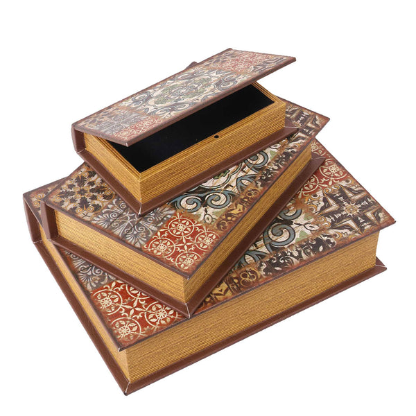 Set 3 Scatole libro in Similpelle mandala rettangolare prezzo