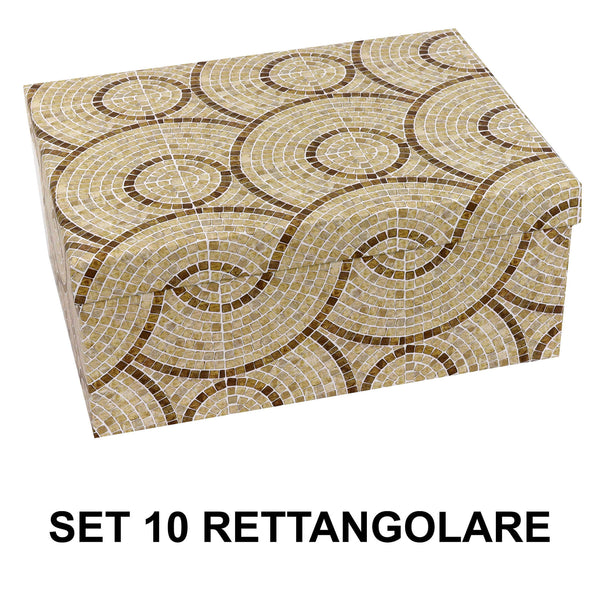 online Set 10 Scatole cartone cerchi beige rettangolare